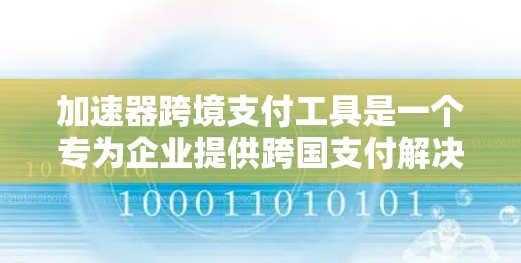 加速器跨境支付工具是一个专为企业提供跨国支付解决方案的平台,旨在提升国际贸易中的支付效率和安全性。以下是加速器跨境支付工具的详细介绍 加速器跨境支付工具是一个专为企业提供跨国支付解决方案的平台,旨在提升国际贸易中的支付效率和安全性。以下是加速器跨境支付工具的详细介绍